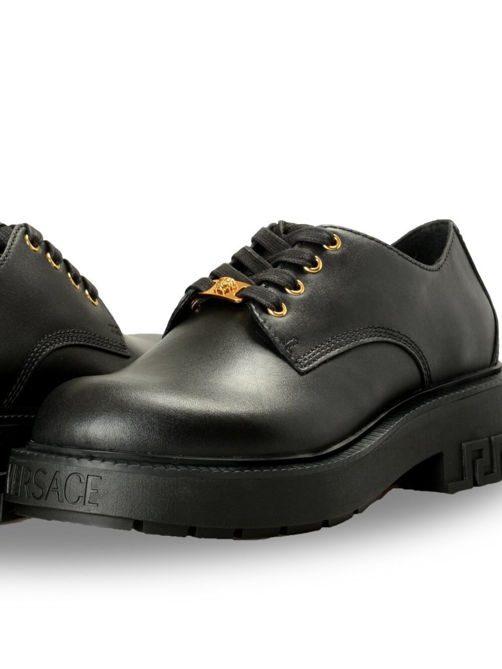 Versace Men's Black Leather Lace Up Derby Shoes US 7 IT 40